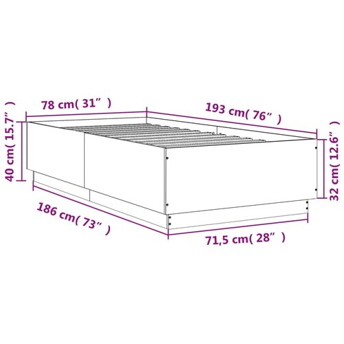  Okvir za krevet bijeli 90x190 cm konstruirano drvo Slike