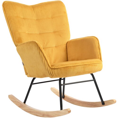 HOMCOM zibajoči stol vrvasta tkanina (100% poliester), bukov les, jeklo, pena 98G x 71&Scaron; x 101V cm Rumena, (5000242927) Cene
