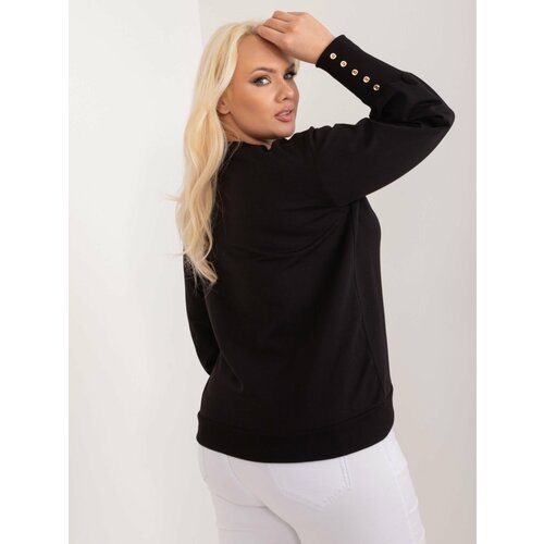 Fashion Hunters Black plus-size sweatshirt with buttons on the sleeves Slike