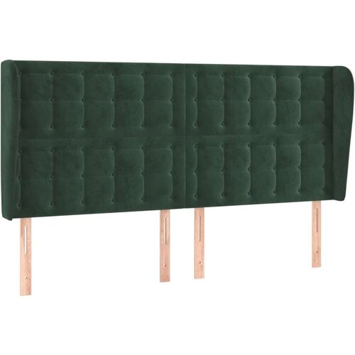  Vzglavje z u&amp;scaron;esi temno zeleno 163x23x118/128 cm žamet, (20932798) Slike