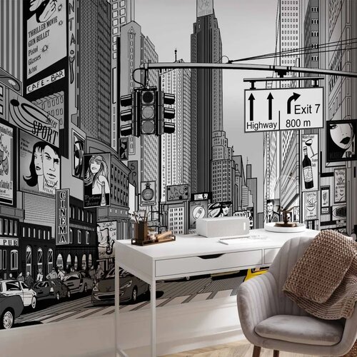  Foto tapeta - Comic book city - New York street in pop art style 100x70 Standard Slike