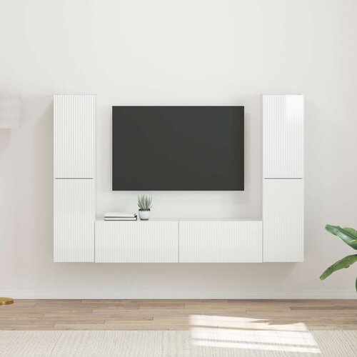  Set TV komoda 6 pcs Visoki sjaj bijela Konstruirano drvo Slike