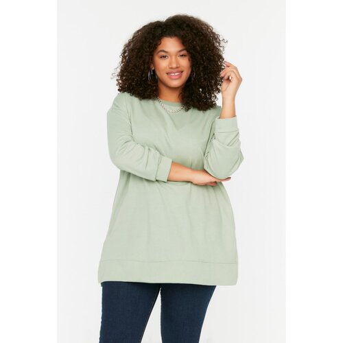 Trendyol Curve Mint Slit Detailed Knitted Sweatshirt Slike