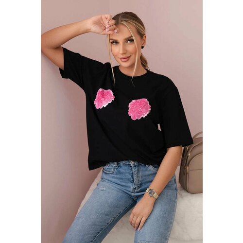 Kesi Cotton blouse with a floral print in black Cene