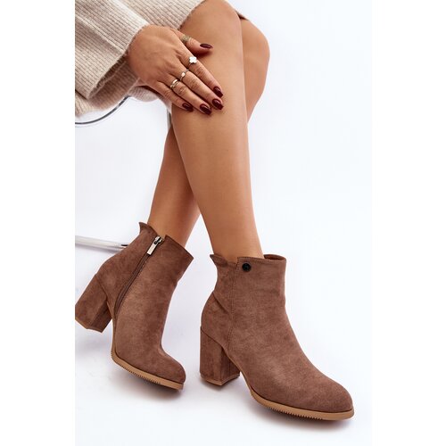 PE1 Brown Suede Women&amp;#039;s Boots with Stiletto Heel Selela Slike