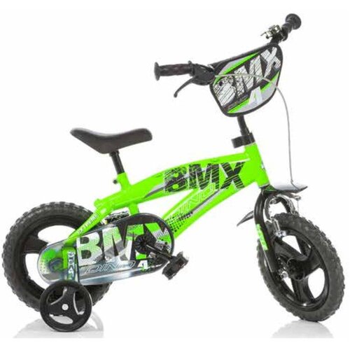 Dino Bikes BMX 12&rdquo; dječji bicikl s pomoćnim kotačima, zelene-crne boje &ndash; bicikl Cijene