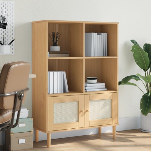 vidaXL Regal za knjige SENJA izgled ratana smeđi 90x35x130 cm borovina Cijene