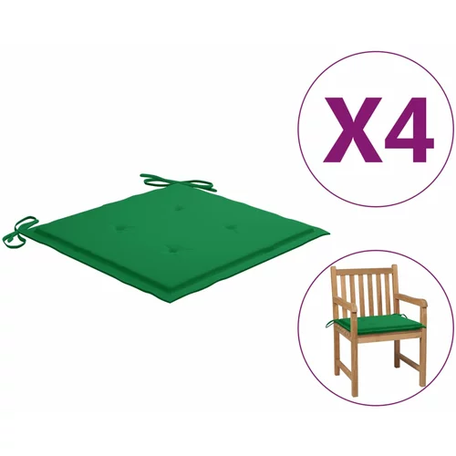 vidaXL Blazine za vrtne stole 4 kosi zelene 50x50x3 cm blago