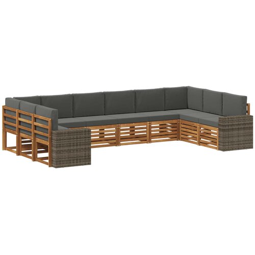 vidaXL Zunanja garnitura za sedenje 10 pcs Naravna in antracitna, (5000280236) Cene