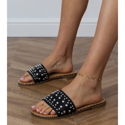 D/CEO Black flat sandals with studs on the strap Luvva Cene