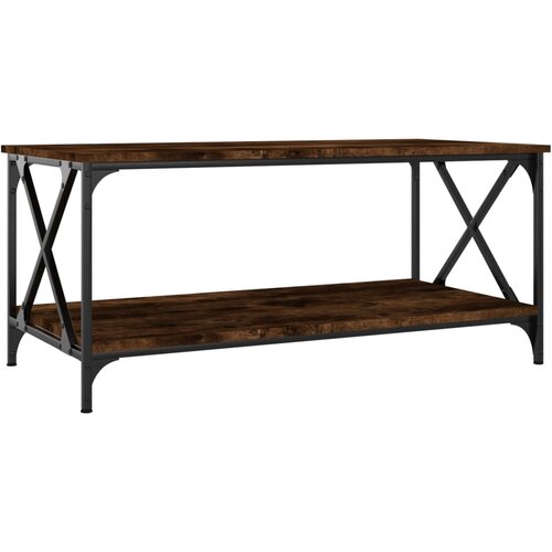 Maison Chic Klubska mizica - kavna mizica - Nizka mizica dimljen hrast 100x50x45 cm inžen. les in železo, (21753420) Slike