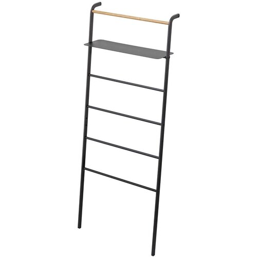 YAMAZAKI Črn obe&amp;scaron;alnik s polico Tower Ladder Slike