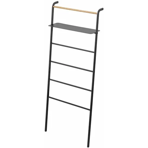 YAMAZAKI Črn obešalnik s polico Tower Ladder