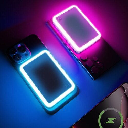  power bank rainbow 5000 mah bezicno punjenje sa rgb ogledalom Slike