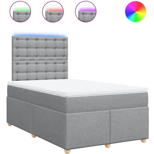 vidaXL Box spring postelja z vzmetnico svetlo siva 120x200 cm blago, (21309279) Cene