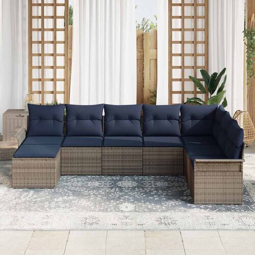 Sjedeća garnitura za vrt 8 kom. Siva poliratan 297,5 x 187,5 x 85 cm Slike