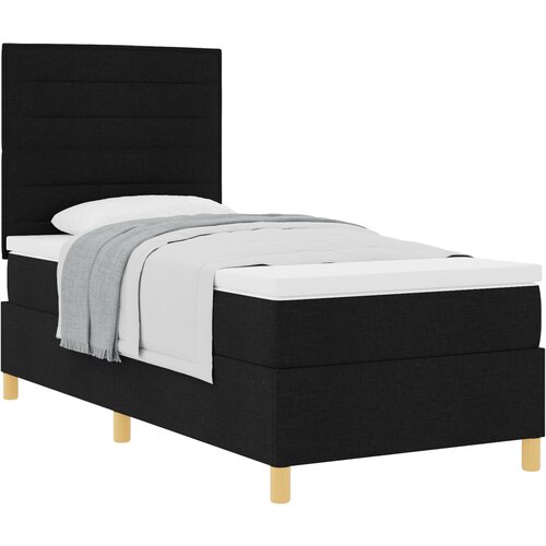 VidaXL Postelja z vzmetnico Črna 100x200 cm Tkanina, (22052504) Slike