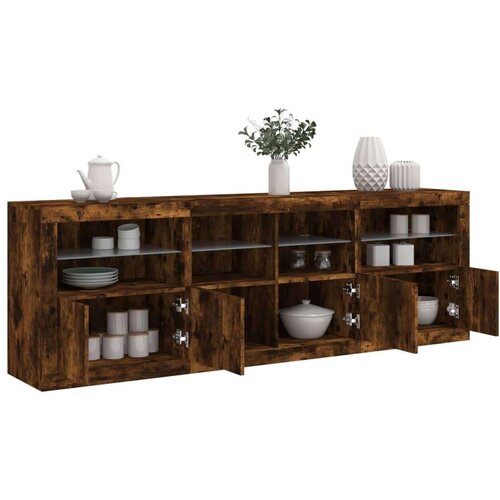  Komoda s LED svjetlima boja dimljenog hrasta 202x37x67 cm Cijene