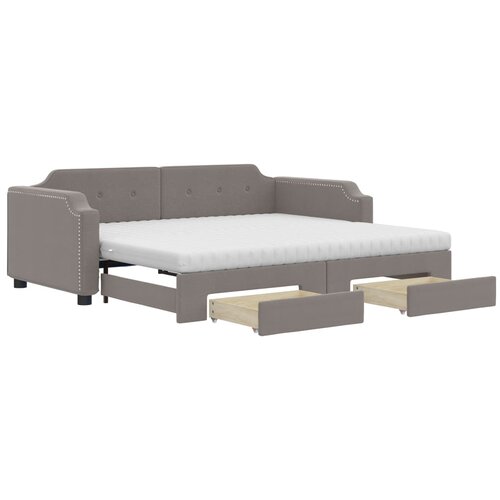 vidaXL Izvlečna dnevna postelja s predali taupe 90x200 cm blago, (20999211) Cene