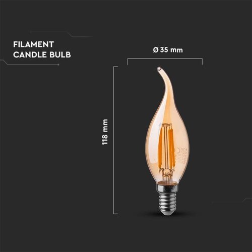  LED sijalica FILAMENT JANTARNA E14/4W/230V 2200K Slike