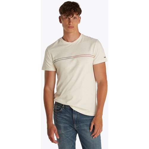 Tommy Jeans Majica svijetlobež / crvena / crna Slike
