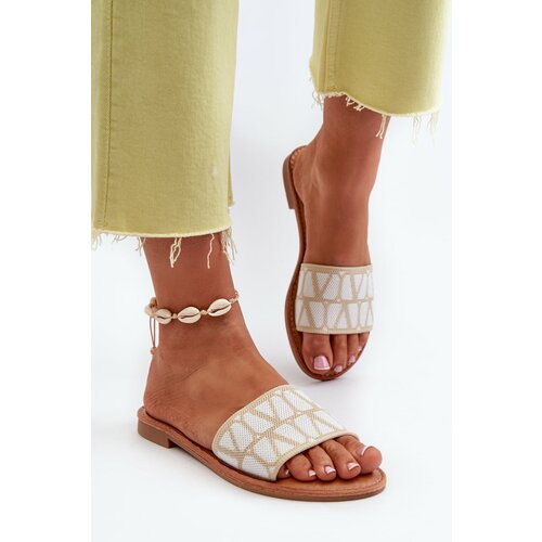Kesi Women's flat heeled slippers Beige Traivea Slike