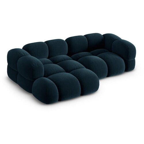 Cosmopolitan Design Temno modra žametna kotna sedežna garnitura (levi kot/z ležalnikom) Loretto &amp;ndash; Slike