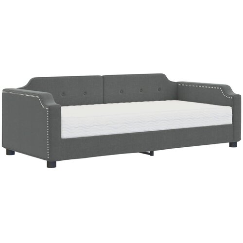  Dnevni krevet s madracem tamnosivi 80 x 200 cm od tkanine Slike