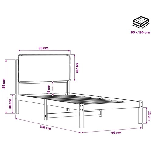  Krevetni okvir s tapiciranim uzglavljem - Bijelo prana i svijetlosiva 90 x 190 cm Slike