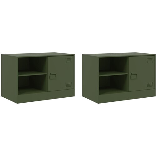 VidaXL TV omarica 2 kosa olivno zelena 67x39x44 cm jeklo, (21228450) Slike