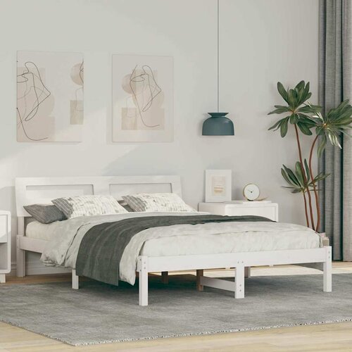  Krevetna konstrukcija Bijelo 120 x 200 cm Čvrsto borovo drvo Bijela 212 x 125.5 x 73 cm Slike