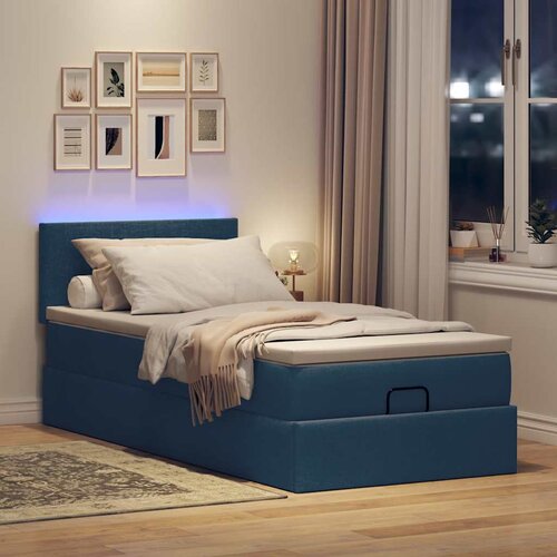 VidaXL Otomanski krevet s madracem plavi 90x200 cm tkanine Slike