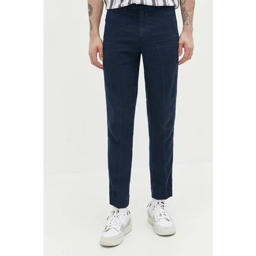 Abercrombie & Fitch Lanene hlače boja: tamno plava, uski kroj