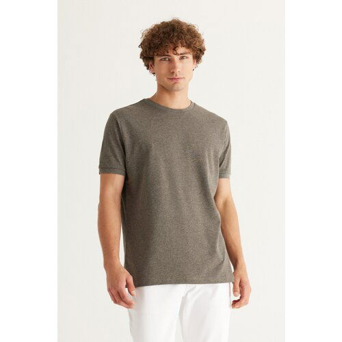 Altinyildiz classics Men's Khaki Melange Slim Fit Slim Fit Crewneck Cotton Short Sleeved T-Shirt. Slike