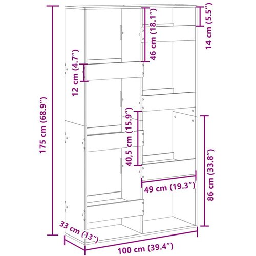 VidaXL Sobna pregrada boja hrasta 100x33x175 cm konstruirano drvo Slike