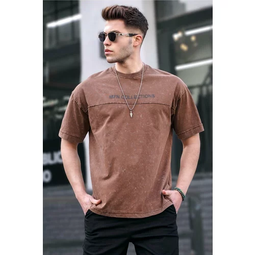 Madmext Men's Brown Printed Oversized T-Shirt
