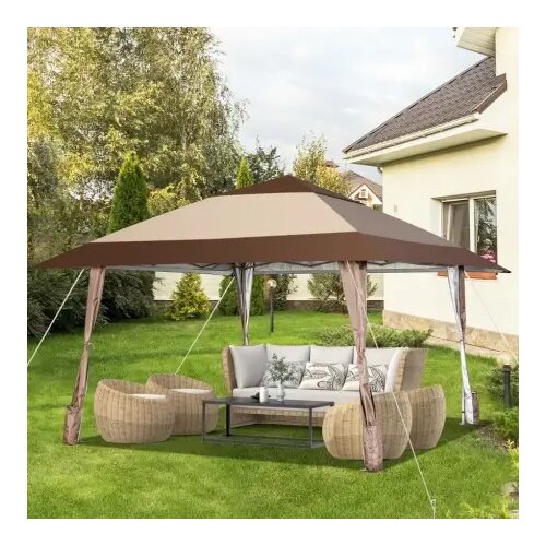  Gazebo paviljon sa mehanizmom 390x390cm Bež Cene