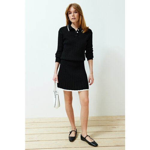 Trendyol Black Sweater/Skirt Knitwear Top and Bottom Set Slike