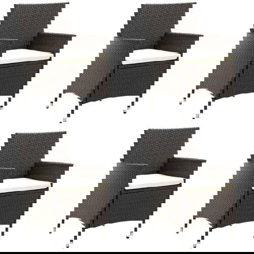  Vrtni stoli z blazinami 4 kosi poli ratan rjave barve, (20660278) Cene