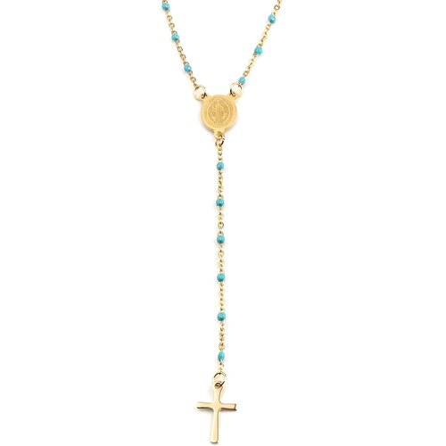 IZMAEL Ogrlica Classical Cross - Zlata / Turkizna Cene