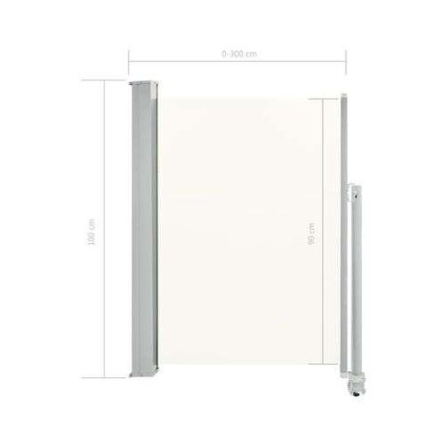 VidaXL uvlačiva bočna tenda za terasu 100 x 300 cm krem Slike
