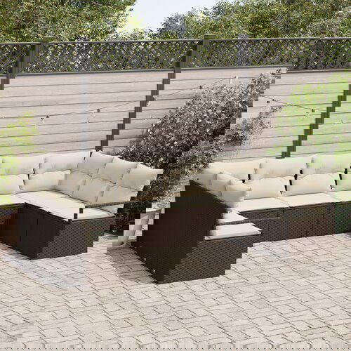 vidaXL Set od 9 komada vrtne sofe s jastučićima smeđa poli ratan Cene