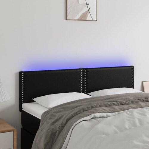  LED uzglavlje crno 144 x 5 x 78/88 cm od umjetne kože Cene