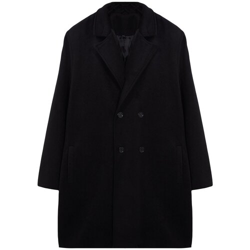 Trendyol Black Men's Regular Fit Tie Belted Winter Stash Plus Size Coat Cene
