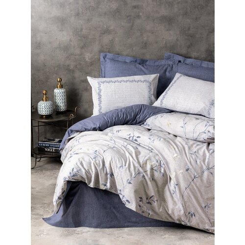 Lessentiel Maison nitsa - dark blue dark bluewhite ranforce double quilt cover set Slike