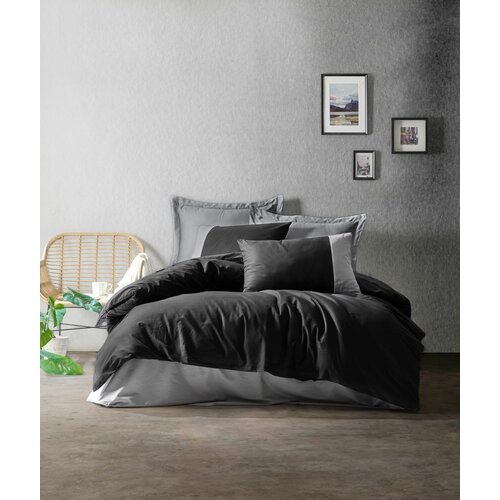plain - black, grey blackgrey ranforce double quilt cover set Slike