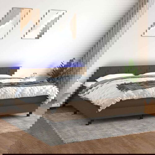  Box spring s madracem LED tamnosmeđi 180x200 cm tkanina Cijene