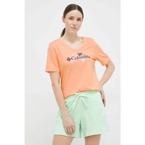 Columbia Kratka majica ženski, oranžna barva