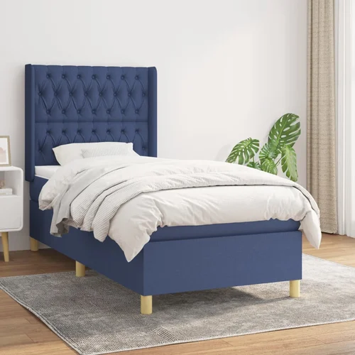 The Living Store Box spring postelja z vzmetnico moder 90x190 cm blago - Box Spring Postelja, (21513324)