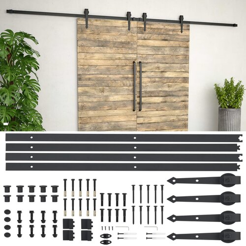 vidaXL Komplet opreme za drsna vrata 2x183 cm jeklo črne barve, (22156836) Cene
